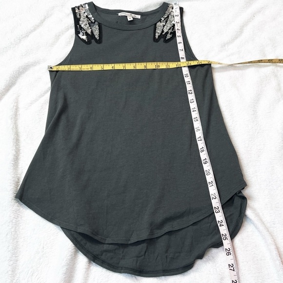 Express Scoop Neck High Low Silver Sequin Gray Pullover Tank Top Extra Small - Picture 5 of 7